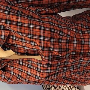 CURRENT / ELLIOTT - TELLA Shirt Red Tartan Plaid Cropped Shirt